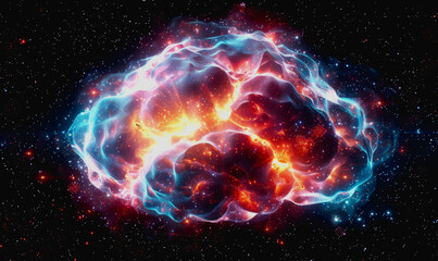 Neon lit AI with digital particles and futuristic aesthetic