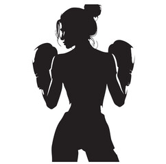 silhouette of a boxing woman