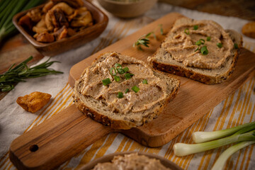 Two slices of toasted bread with spread