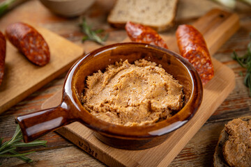 Delicious homemade sausages spread