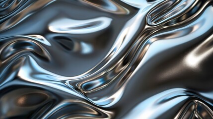 Close-up of a flowing, silver liquid surface