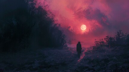 平野に立つ人影