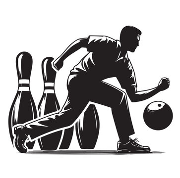 recommend clip art: Bowling sports player silhouette vector
