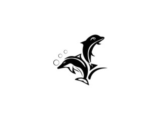 Naklejka premium Twin Dolphin Logo Design Vector Art 