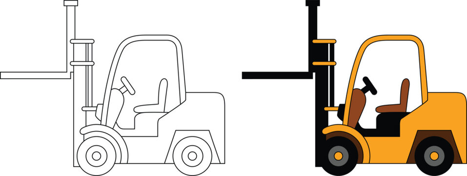 recommend clip art: Forklift, transportation, vehicle, outline coloring page for kids