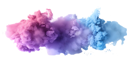 Colorful explosion spreading horizontal with smoke isolated on transparent background