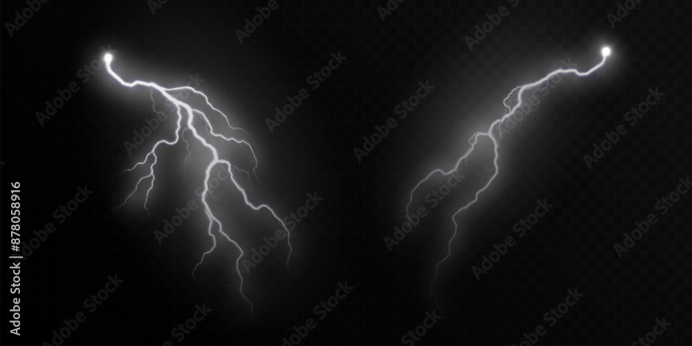 Aufkleber bright lightning effect, lightning electric discharge, bright light effect png. lightning energy dis
