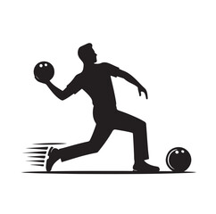 Bowling sports player silhouette vector