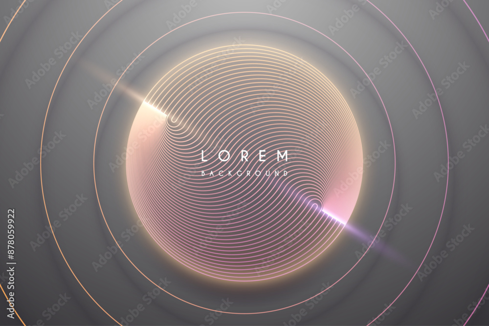 Canvas Prints neon glow circle lines on gray background