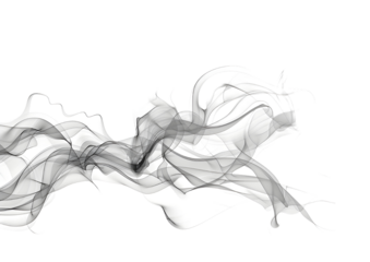 Abstract black smoke wave with shining particles by transparent liquid or smoke fluid flowing isolated on transparent background