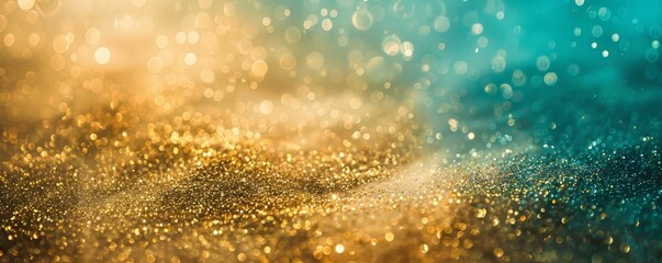 Obraz premium Colorful Glitter Bokeh Background with Blue and Gold Sparkling Lights