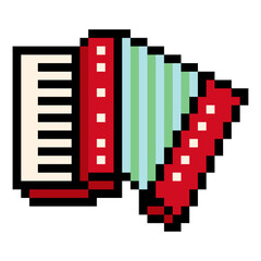 Accordion instrument in pixel art style