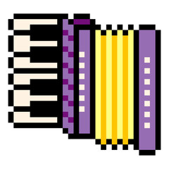 Accordion instrument in pixel art style