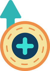 Obraz premium Increase Add Coin Icon in Flat Style.