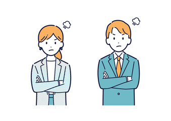 怒るビジネスパーソンのイラストセット＿上半身