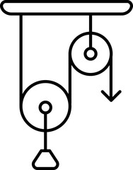 Flat style Pulley icon in black line art.