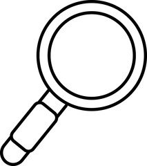 Magnifying glass icon in black line art.