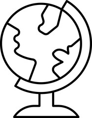 Line art Earth globe stand icon in flat style.