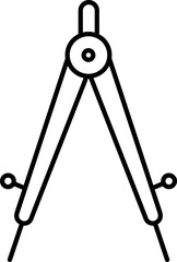 Flat style Drawing compass icon in black line art.