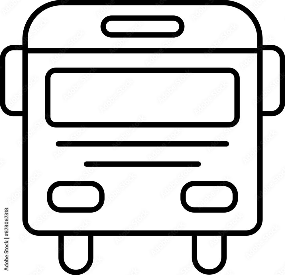 Sticker black line art illustration of bus icon.