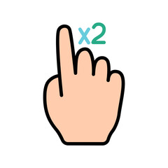 Touch pad icon. Index finger, doubleclick, decrease, increase, turn, rotation, approximation, press, Scrolling, click, arrow, sensor, turn. Zoom in, move, response time, x2