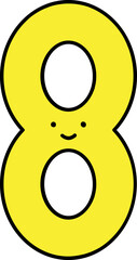 Cartoon Eight Number Icon in Yellow Color.