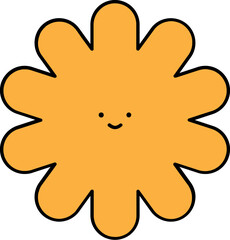 Cartoon Smiley Flower Icon in Yellow Color.