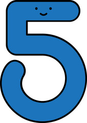 Cartoon Five Number Icon in Blue Color.