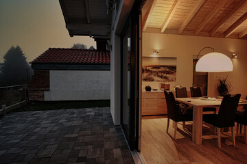 Evening atmosphere at the Rursee: harmony of nature and living. Germany