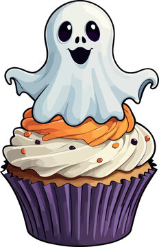 ghost cupcake halloween treat cartoon style clip art preview