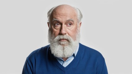 Obraz premium A man with a beard and blue sweater is looking at the camera, AI