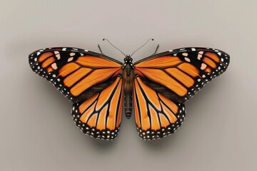 Obraz premium Butterfly. Monarch Butterfly in Vibrant Orange and Black Colors, Isolated on White Background