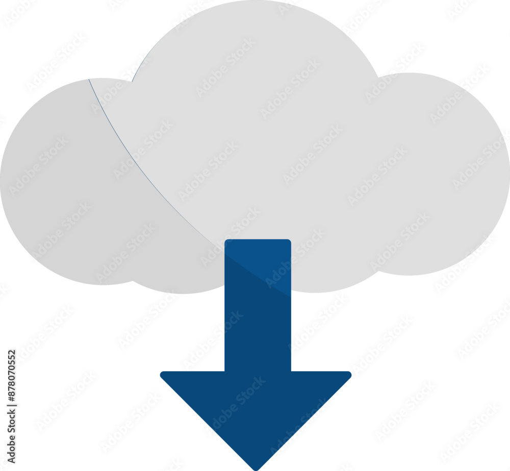 Canvas Prints cloud computing download icon in grey and blue color.