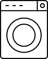 Washing machine icon in black line art.