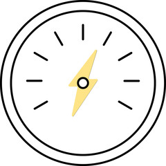 Round Voltmeter Icon in Flat Style.