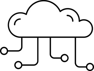 Cloud computing icon in black line art.