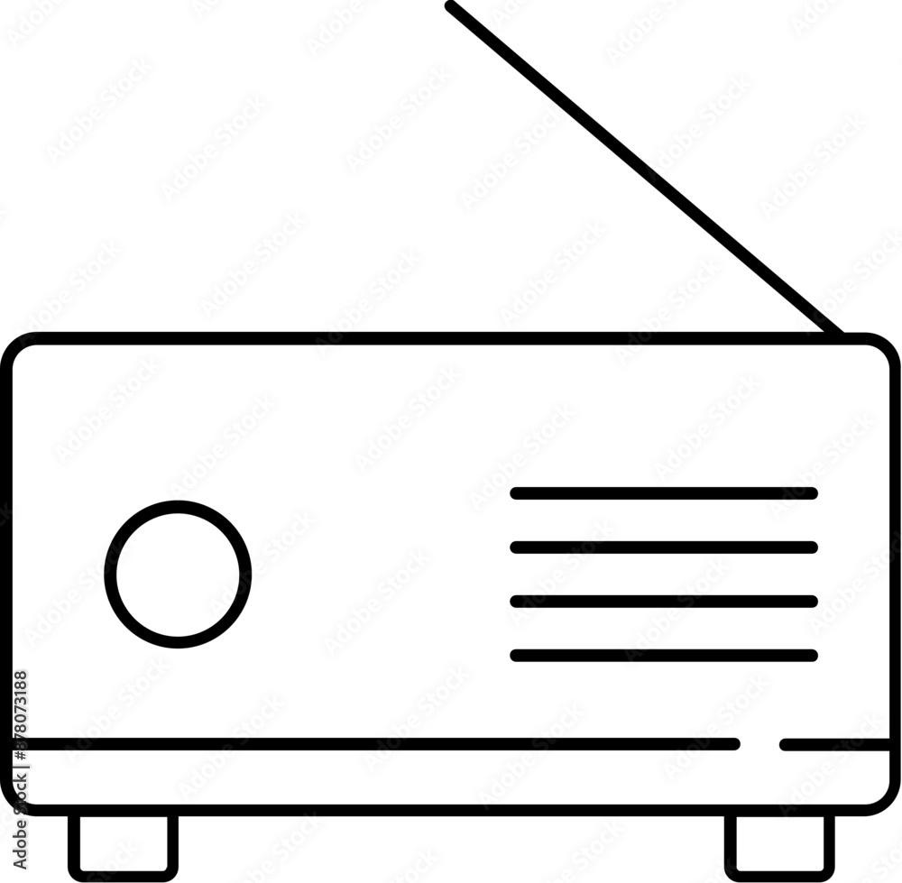 Poster flat style radio icon in black outline.