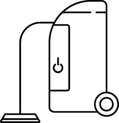 Vacuum Cleaner Icon in Black Line Art.