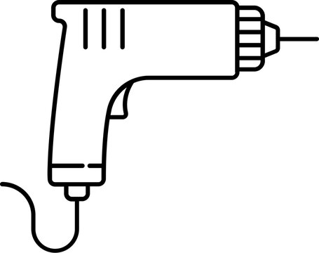 recommend clip art: Drill Machine Icon in Black Line Art.