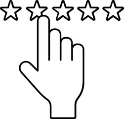 Customer feedback star rating icon in black outline.
