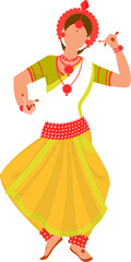 Indian woman dancing Kathak dance Vector illustration.