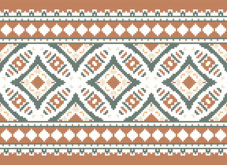 Vector illustration of Ukrainian folk seamless pattern ornament. Ethnic ornament. Border element. Traditional Ukrainian, Belarusian folk art knitted embroidery pattern