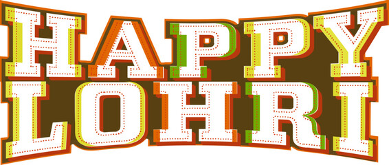 Sticker Style Happy Lohri Font Element.