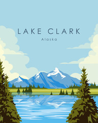 Lake Clark Alaska travel poster