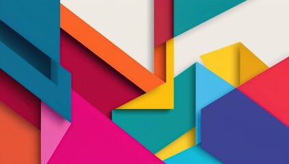Obraz premium Abstract background with overlapping geometric shapes in vibrant colors with subtle shadows.