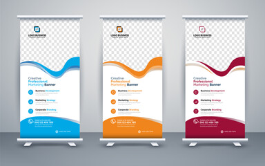 Corporate business roll up presentation banner, display standee for promotional banner.