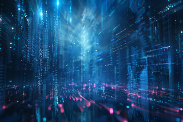 Fototapeta premium horizontal glowing illustration of a futuristic abstract cybernetic background