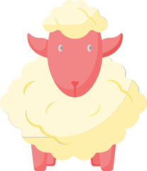 Cartoon Lamb Icon in Red and Yellow Color.