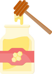 Honey Jar with Dipper Icon in Flat Style.