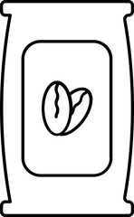 Coffee or Grain Seeds packet icon in black line art.